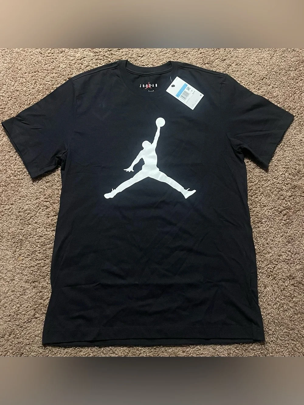 Jordan Black T-Shirt with White Jumpman Logo Size M